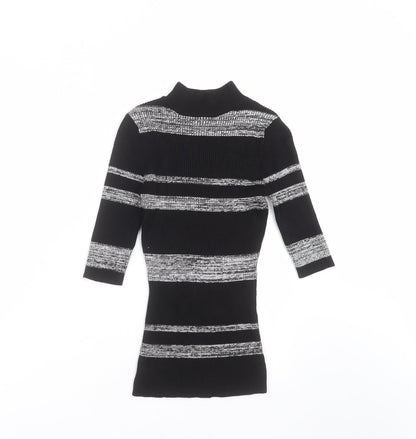 LU NYC Womens Black Striped Knit Pullover Jumper Size M  - stretch fabric
