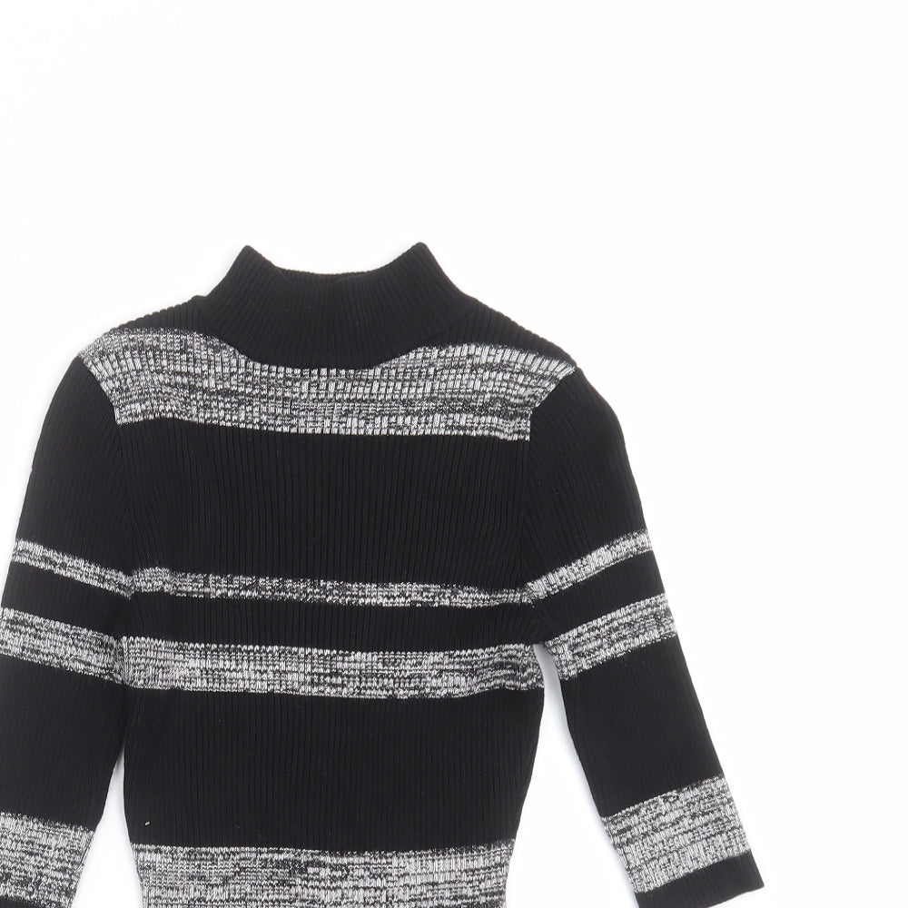 LU NYC Womens Black Striped Knit Pullover Jumper Size M  - stretch fabric