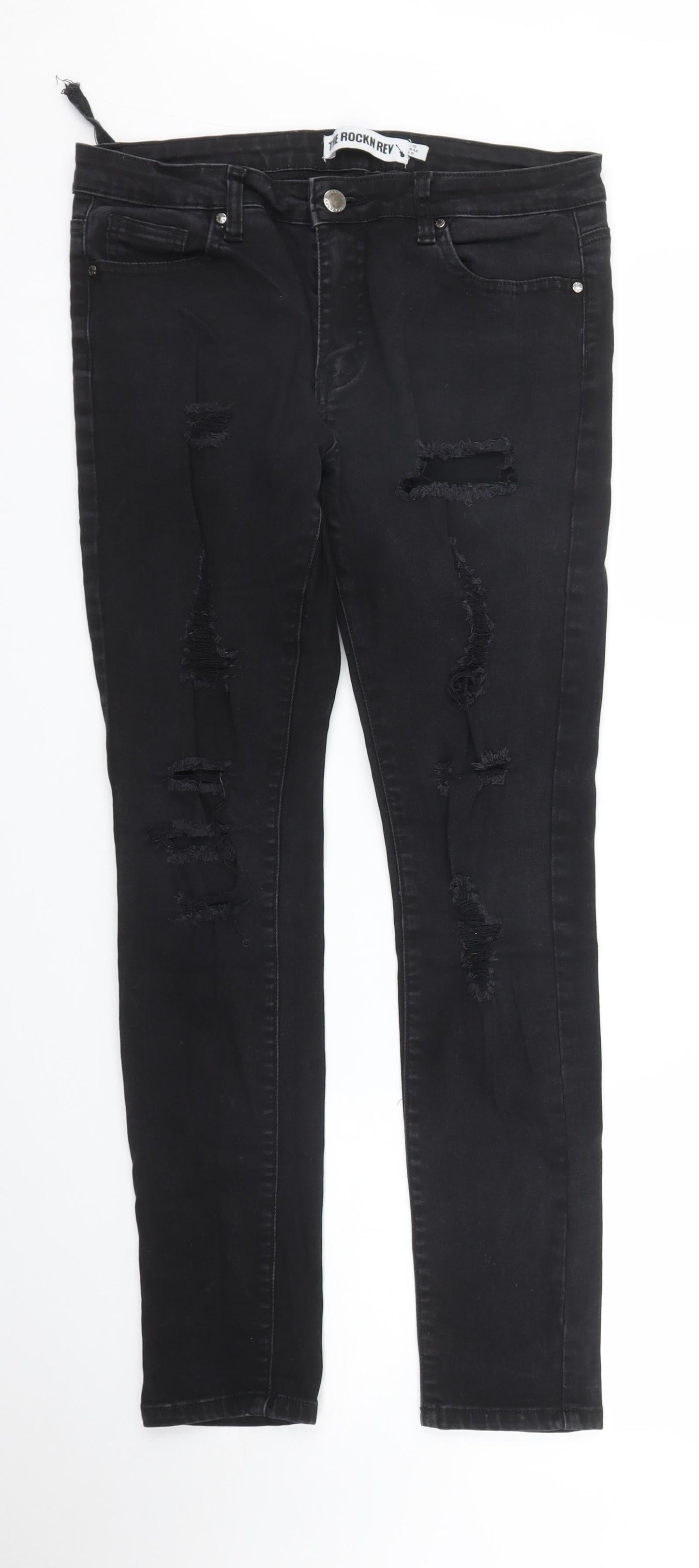Rockn Rev Womens Black  Denim Skinny Jeans Size 12 L27 in