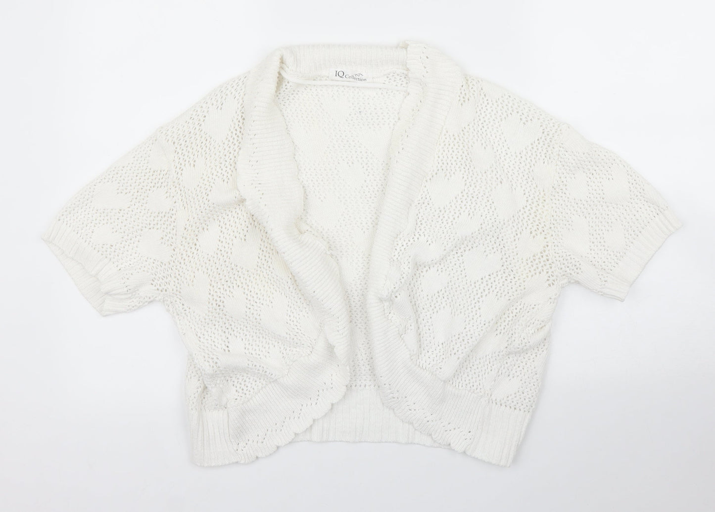 IQ Collection Womens White   Cardigan Jumper Size M