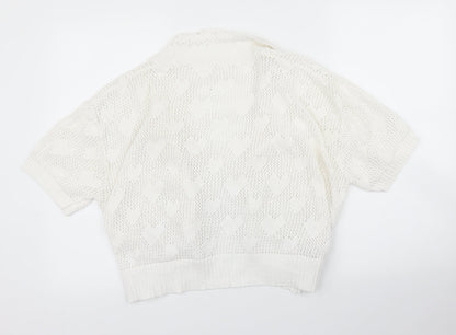 IQ Collection Womens White   Cardigan Jumper Size M