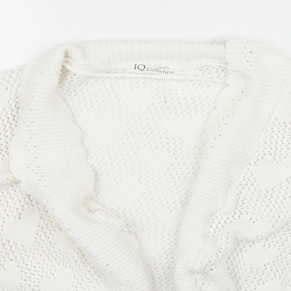 IQ Collection Womens White   Cardigan Jumper Size M