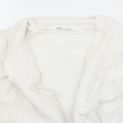 IQ Collection Womens White   Cardigan Jumper Size M