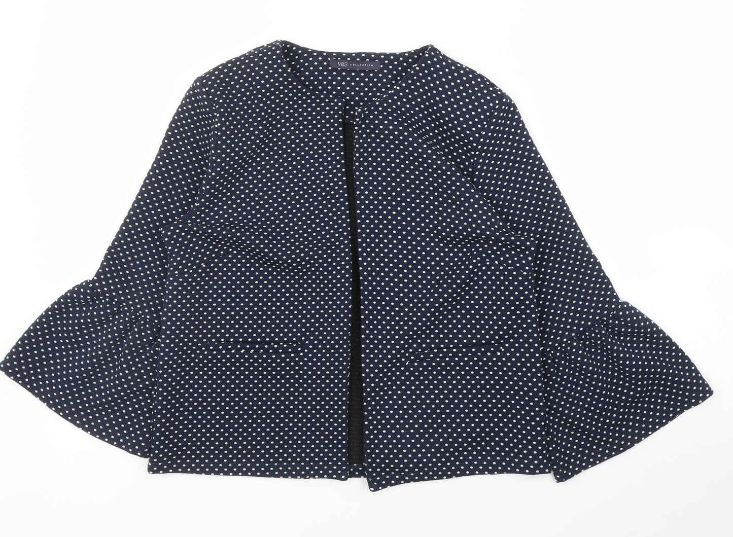 M&S Womens Blue Polka Dot  Jacket Blazer Size 10