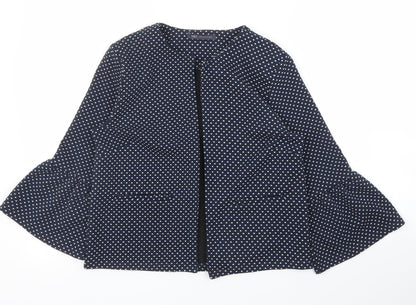 M&S Womens Blue Polka Dot  Jacket Blazer Size 10