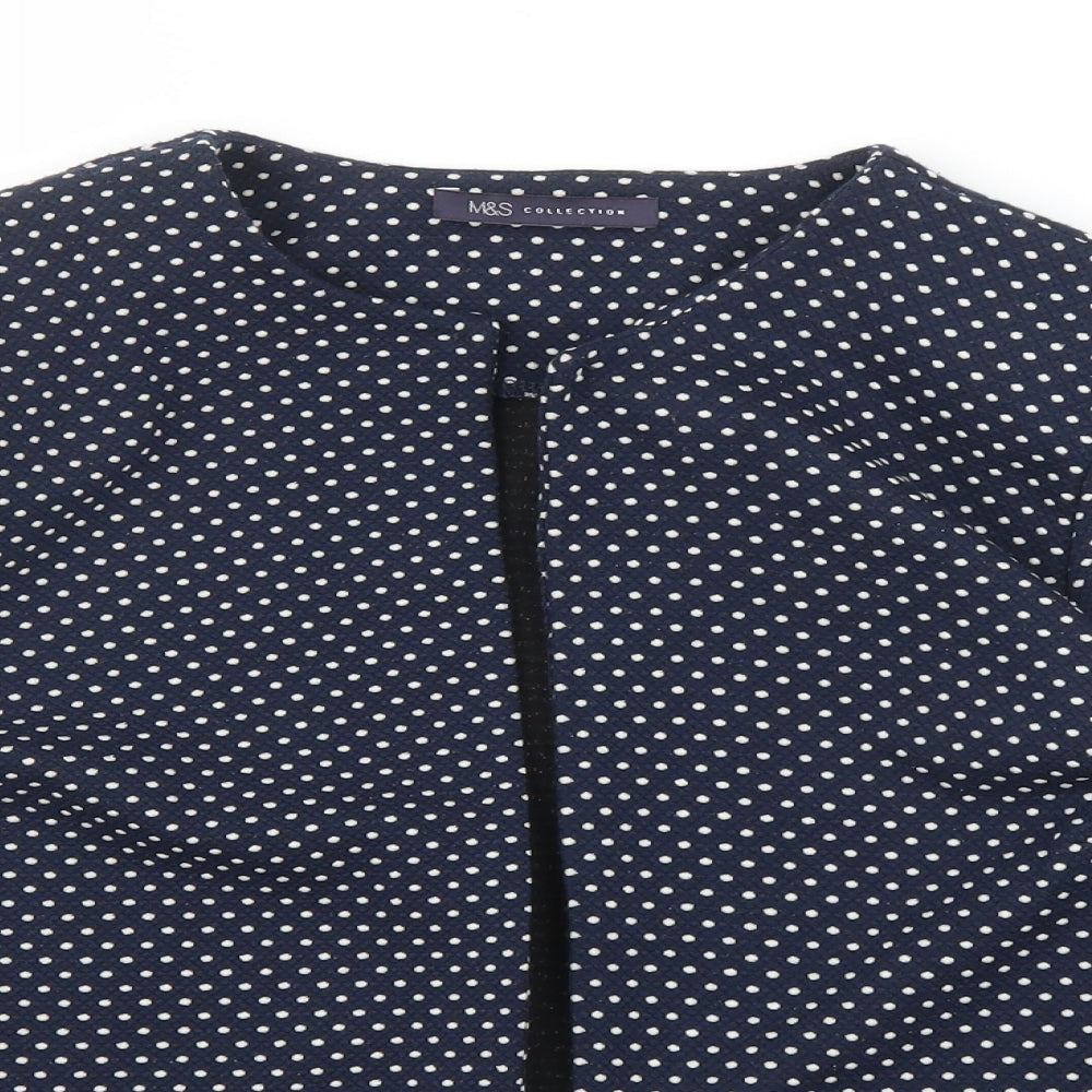 M&S Womens Blue Polka Dot  Jacket Blazer Size 10