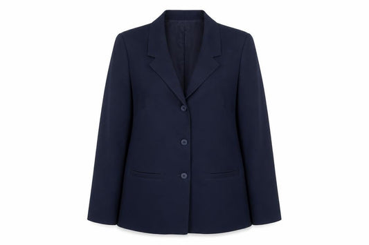 Front view of Damart women’s blue jacket suit jacket, size UK 14