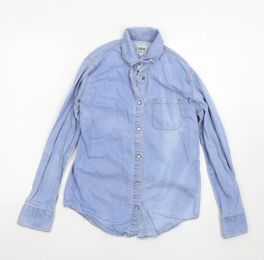 Womens UK Size 6 ASOS Blue Basic Button-Up