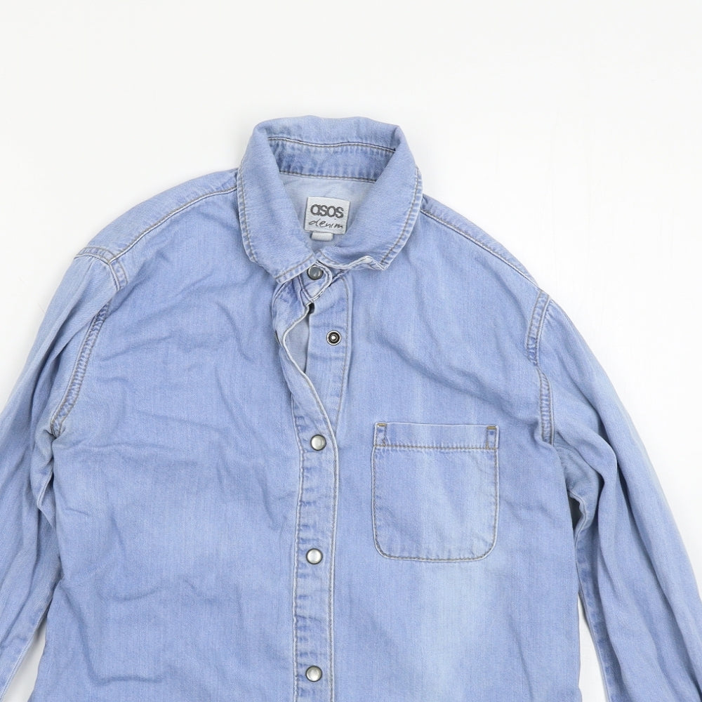 Womens UK Size 6 ASOS Blue Basic Button-Up