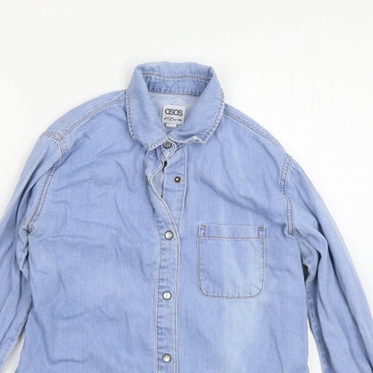 Womens UK Size 6 ASOS Blue Basic Button-Up
