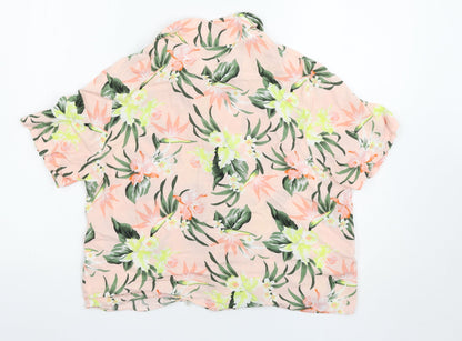Womens UK Size 12 H&M Pink Basic Button-Up