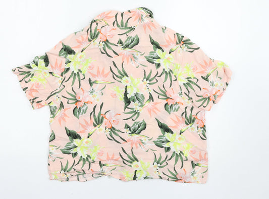 Womens UK Size 12 H&M Pink Basic Button-Up