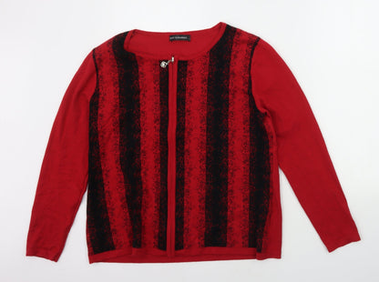 JUST ELEGANCE Womens Red Striped  Pullover Jumper Size L