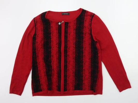 JUST ELEGANCE Womens Red Striped  Pullover Jumper Size L