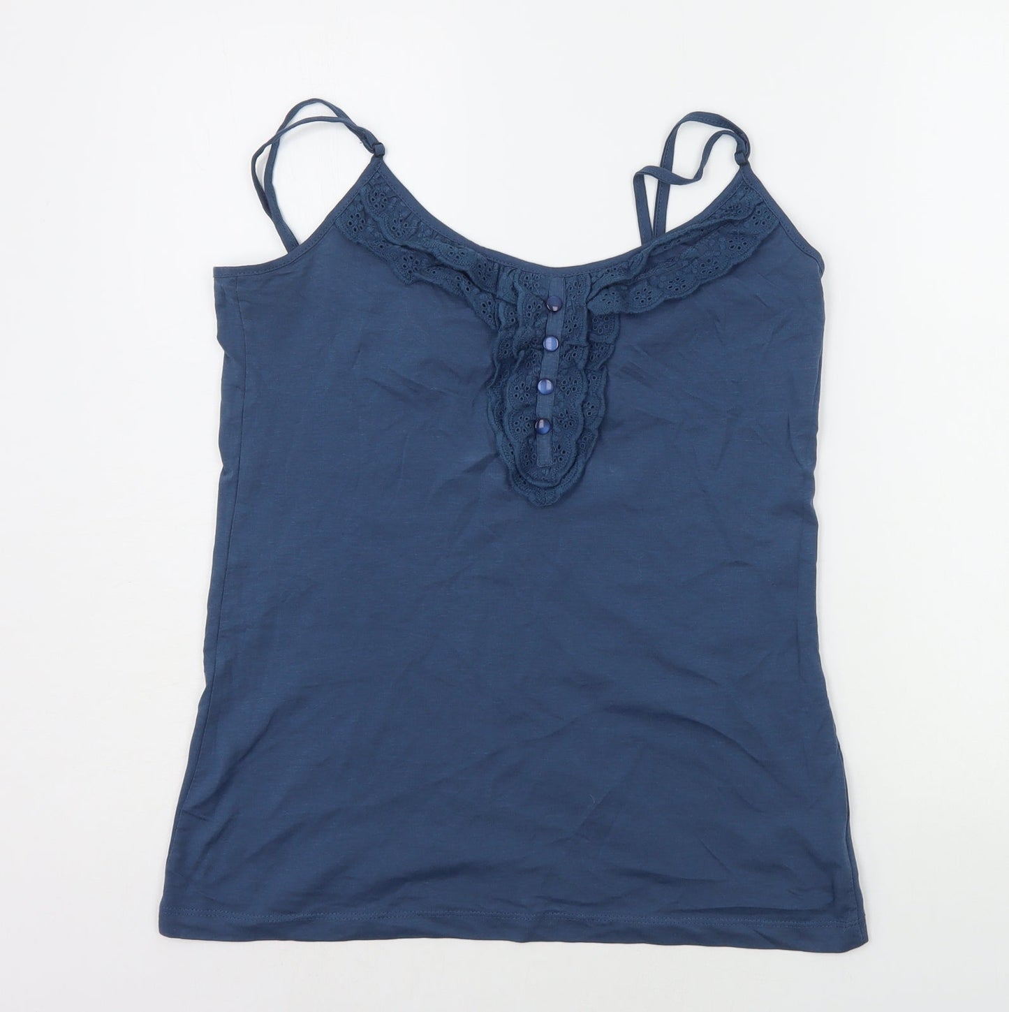 Denim & Co. Womens Blue Houndstooth  Basic Tank Size 14