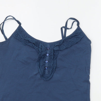 Denim & Co. Womens Blue Houndstooth  Basic Tank Size 14