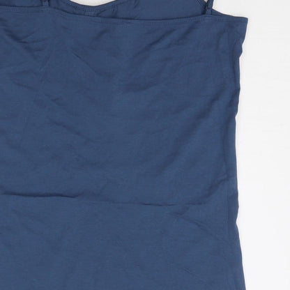 Denim & Co. Womens Blue Houndstooth  Basic Tank Size 14