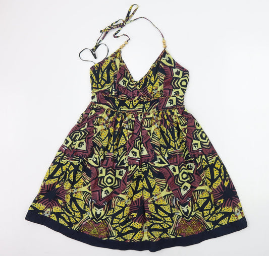 Atmosphere Womens Yellow Geometric  A-Line  Size 10