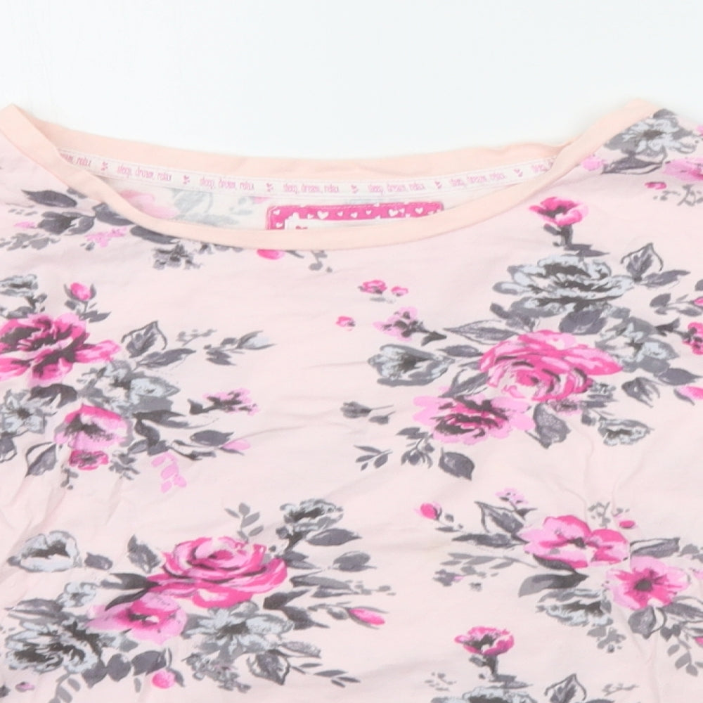 F&F Womens Pink Floral  Top Pyjama Top Size 10