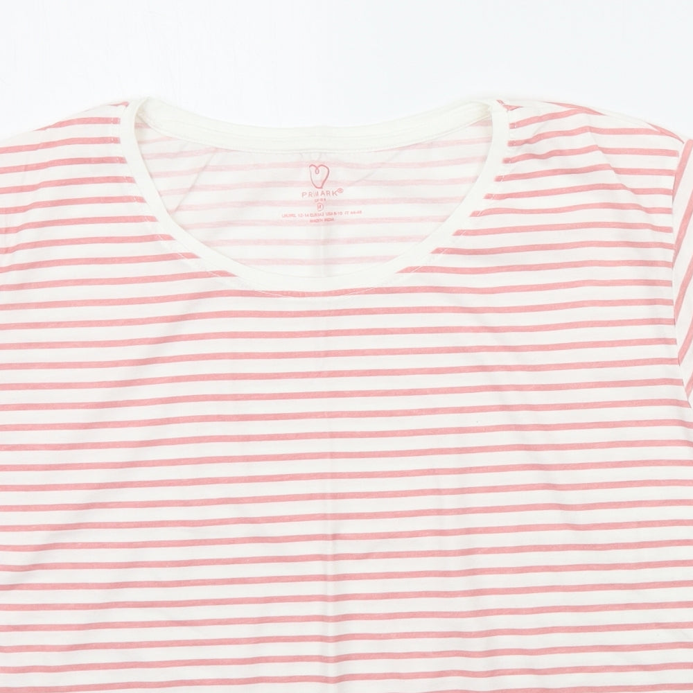 Primark Womens Pink Striped  Basic T-Shirt Size M