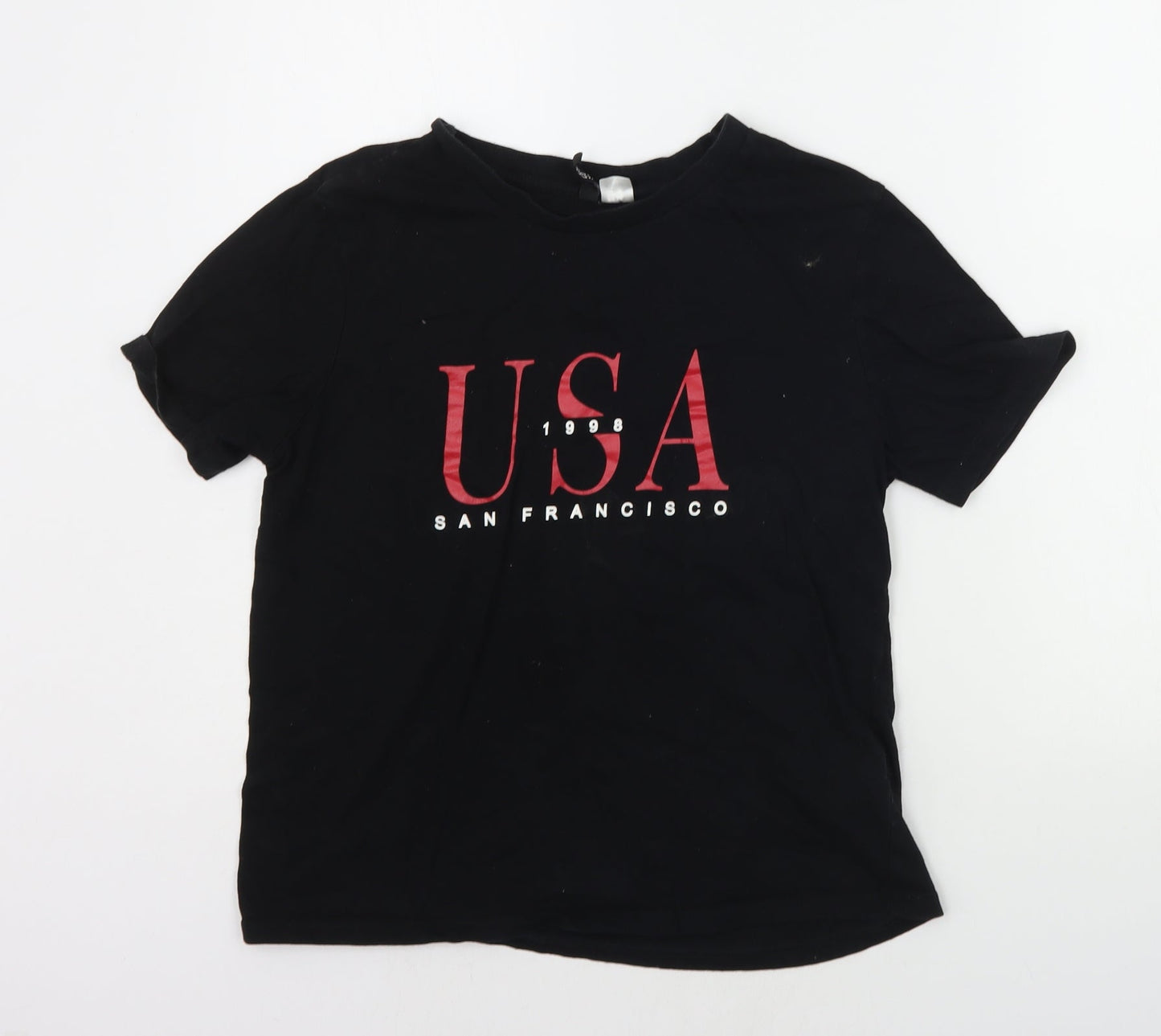 Womens UK Size S Divided Black Basic T-Shirt