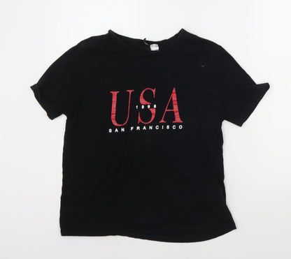 Womens UK Size S Divided Black Basic T-Shirt