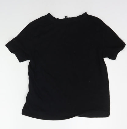 Womens UK Size S Divided Black Basic T-Shirt