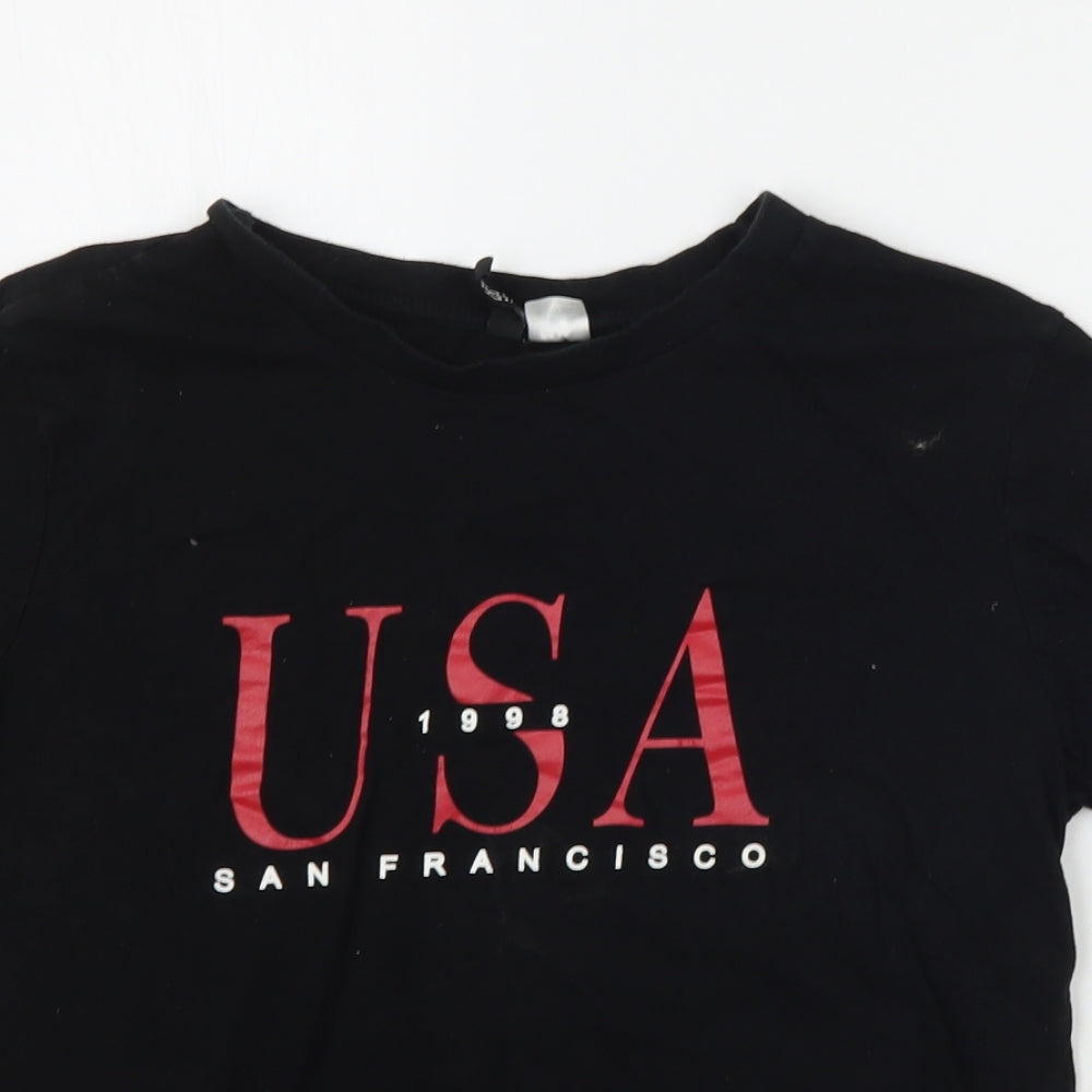 Womens UK Size S Divided Black Basic T-Shirt