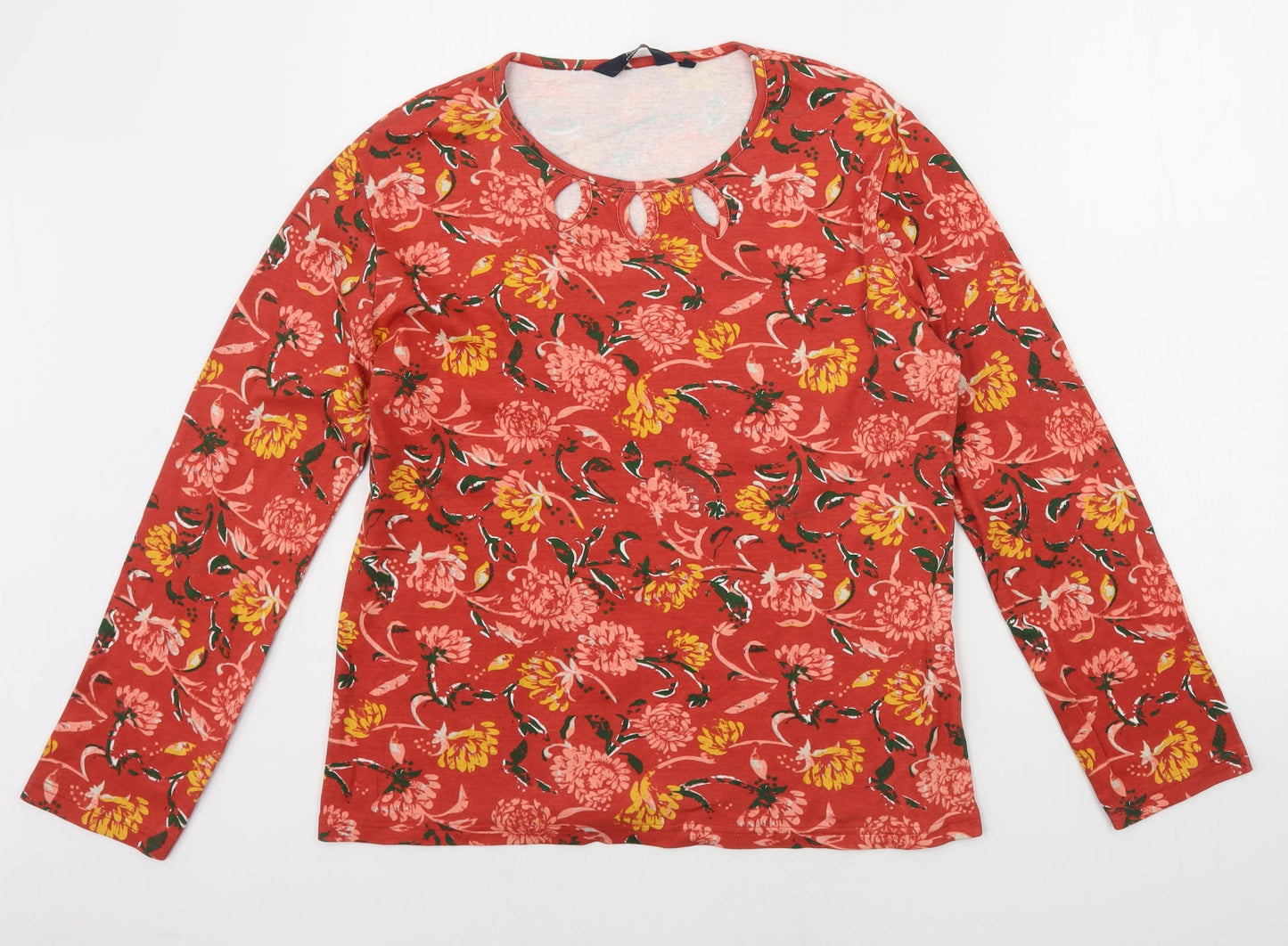 EWM Womens Red Floral  Basic T-Shirt Size M