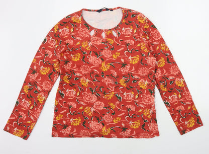 EWM Womens Red Floral  Basic T-Shirt Size M