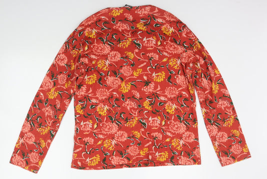 EWM Womens Red Floral  Basic T-Shirt Size M