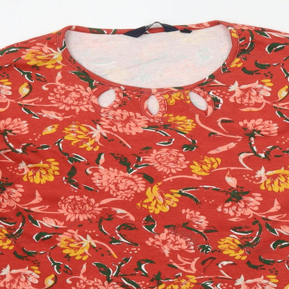 EWM Womens Red Floral  Basic T-Shirt Size M