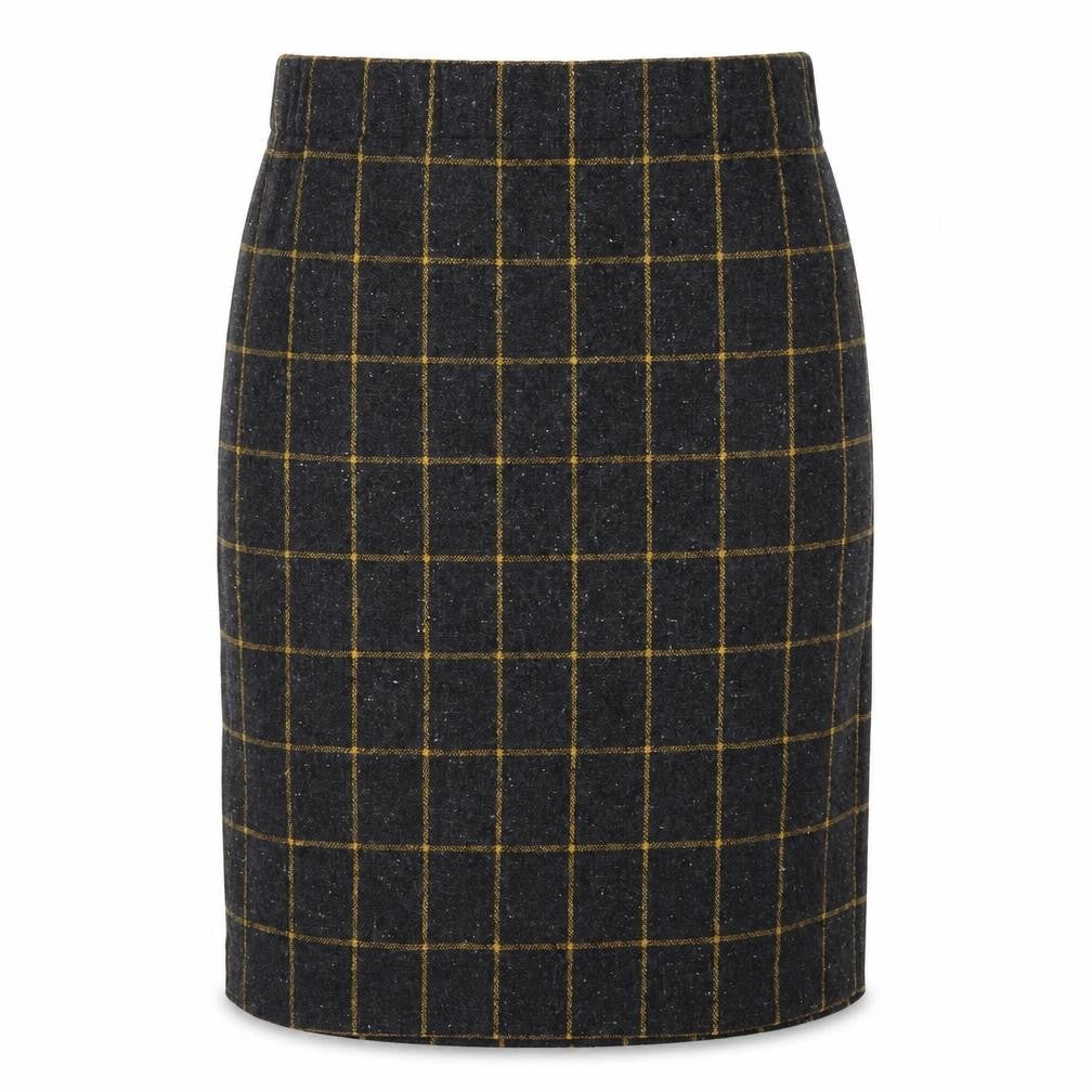 Front view of Preworn women’s grey straight & pencil skirt, size UK 36, in