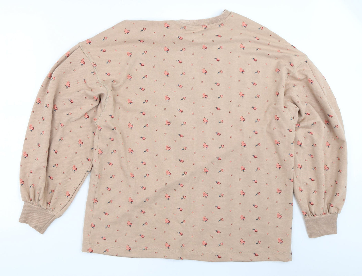 George Womens Beige Floral  Pullover Sweatshirt Size L