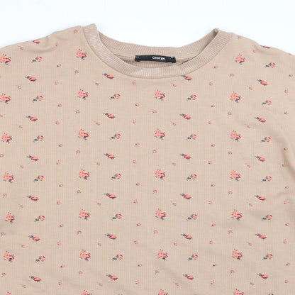 George Womens Beige Floral  Pullover Sweatshirt Size L