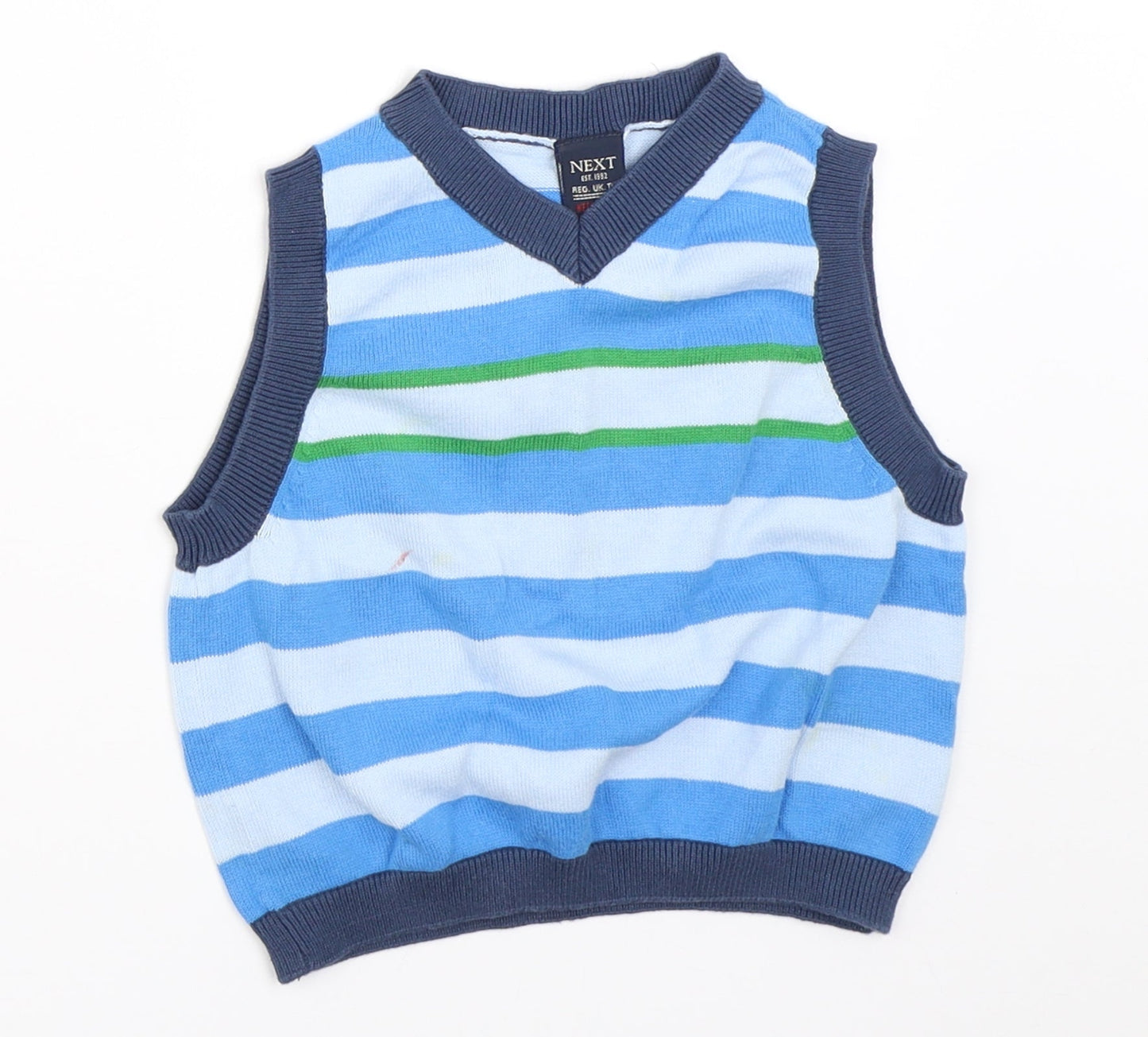 NEXT Boys Blue Striped  Vest Jumper Size 12-18 Months