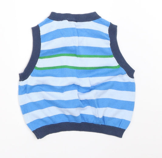 NEXT Boys Blue Striped  Vest Jumper Size 12-18 Months