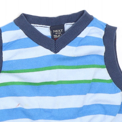 NEXT Boys Blue Striped  Vest Jumper Size 12-18 Months