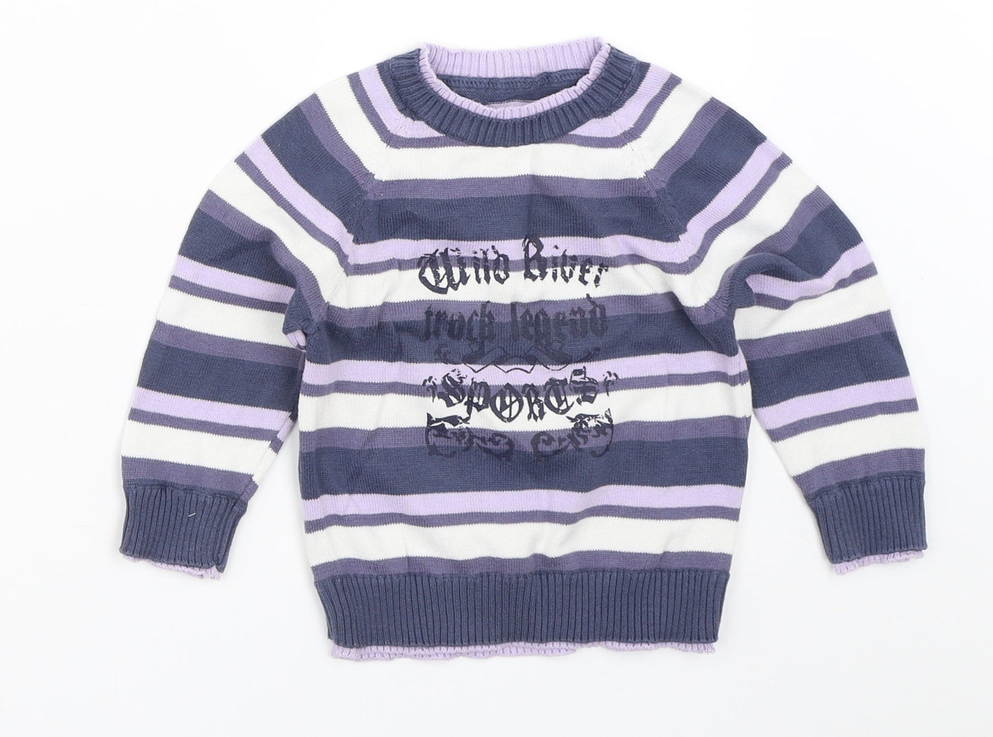 Matalan Girls Purple Striped  Pullover Jumper Size 12-18 Months