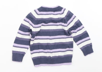 Matalan Girls Purple Striped  Pullover Jumper Size 12-18 Months