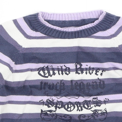 Matalan Girls Purple Striped  Pullover Jumper Size 12-18 Months