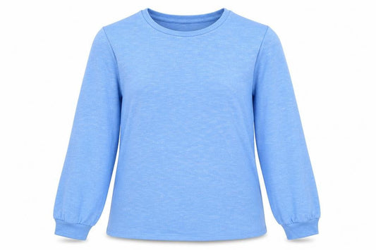 Front view of Papaya women’s blue jumper, size UK 16