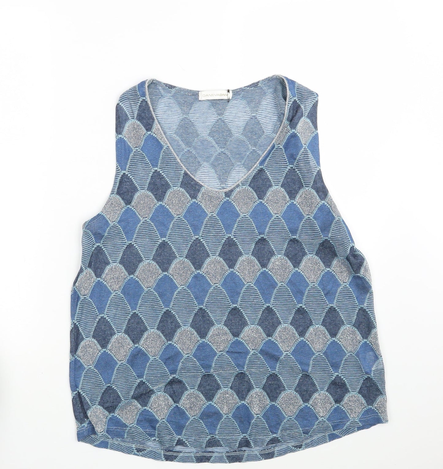 DanevaDNV Womens Blue Argyle/Diamond  Vest Sweatshirt Size XL