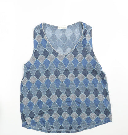 DanevaDNV Womens Blue Argyle/Diamond  Vest Sweatshirt Size XL