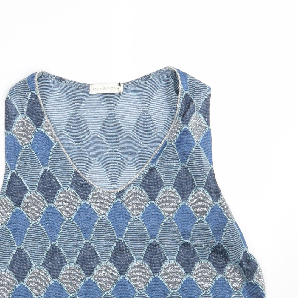 DanevaDNV Womens Blue Argyle/Diamond  Vest Sweatshirt Size XL