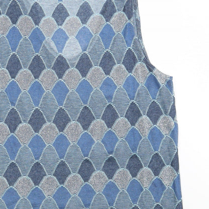 DanevaDNV Womens Blue Argyle/Diamond  Vest Sweatshirt Size XL