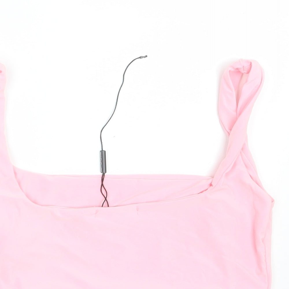 Womens UK Size 10 PRETTYLITTLETHING Pink Cropped Tank