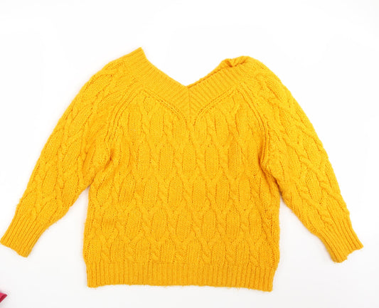 F&F Womens Yellow  Knit Pullover Jumper Size 10