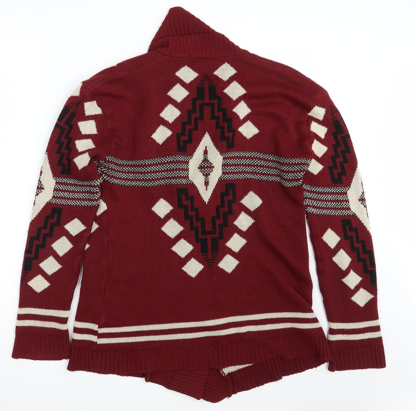 Boohoo Womens Red Geometric Knit Wrap Jumper Size M