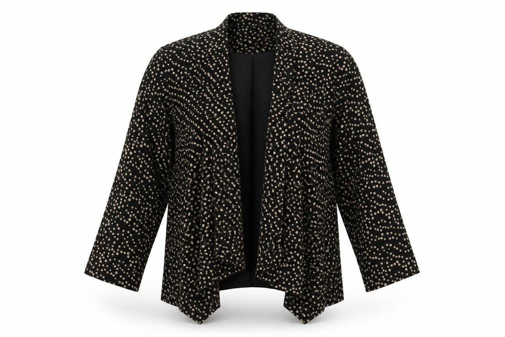 Front view of Debenhams women’s black polka dot jacket blazer, size UK 10